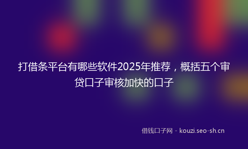 打借条平台有哪些软件2025年推荐，概括五个审贷口子审核加快的口子