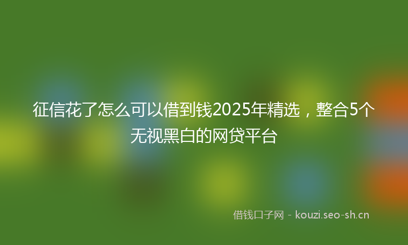 征信花了怎么可以借到钱2025年精选，整合5个无视黑白的网贷平台