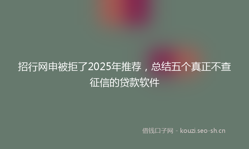 招行网申被拒了2025年推荐，总结五个真正不查征信的贷款软件