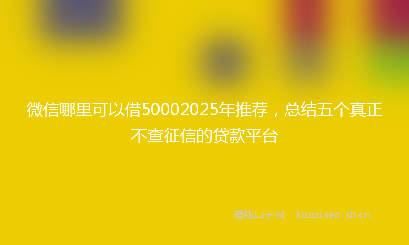 微信哪里可以借50002025年推荐，总结五个真正不查征信的贷款平台