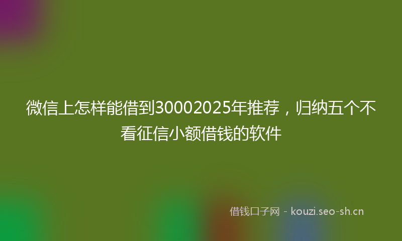 微信上怎样能借到30002025年推荐，归纳五个不看征信小额借钱的软件