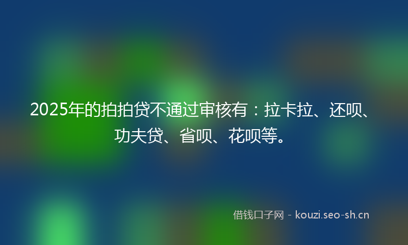 2025年的拍拍贷不通过审核有：拉卡拉、还呗、功夫贷、省呗、花呗等。