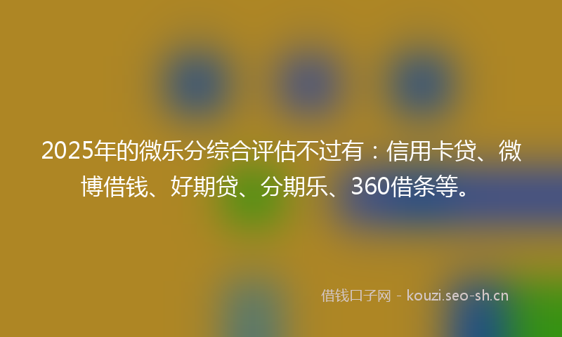 2025年的微乐分综合评估不过有：信用卡贷、微博借钱、好期贷、分期乐、360借条等。