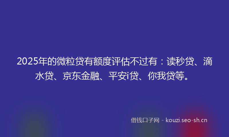 2025年的微粒贷有额度评估不过有：读秒贷、滴水贷、京东金融、平安i贷、你我贷等。