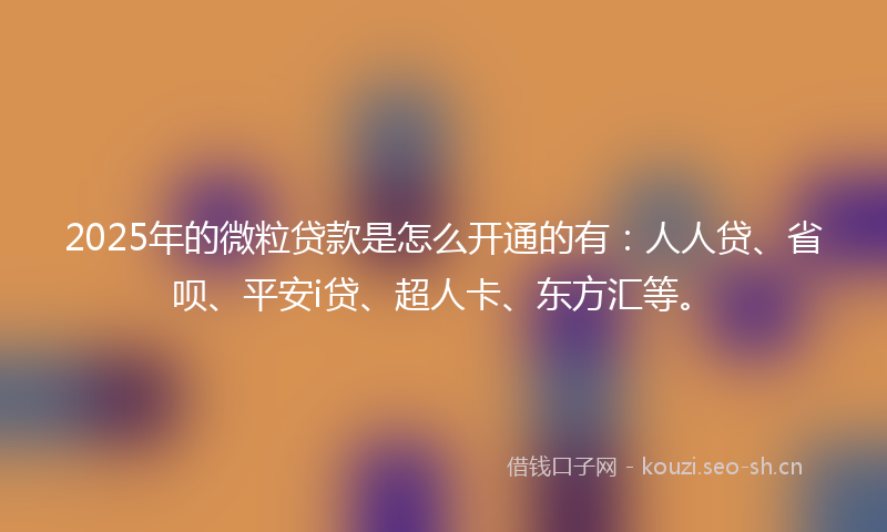 2025年的微粒贷款是怎么开通的有：人人贷、省呗、平安i贷、超人卡、东方汇等。
