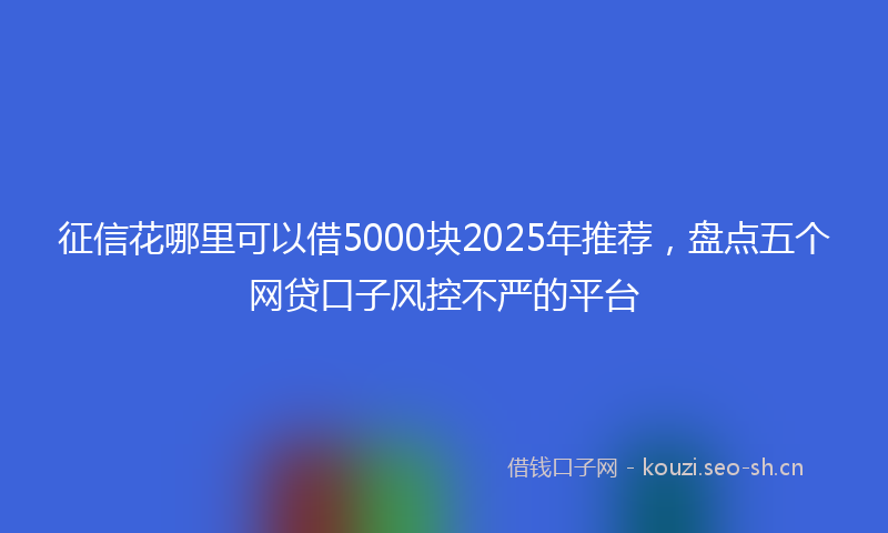 征信花哪里可以借5000块2025年推荐，盘点五个网贷口子风控不严的平台