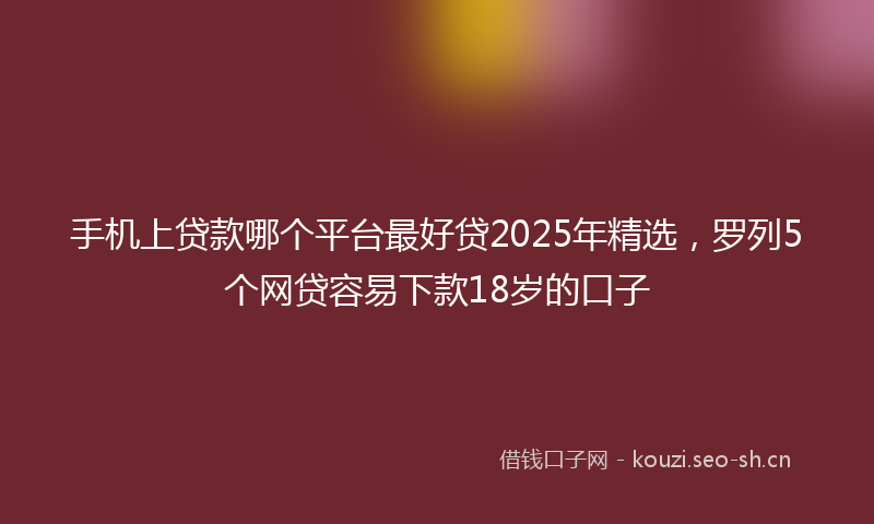 手机上贷款哪个平台最好贷2025年精选，罗列5个网贷容易下款18岁的口子