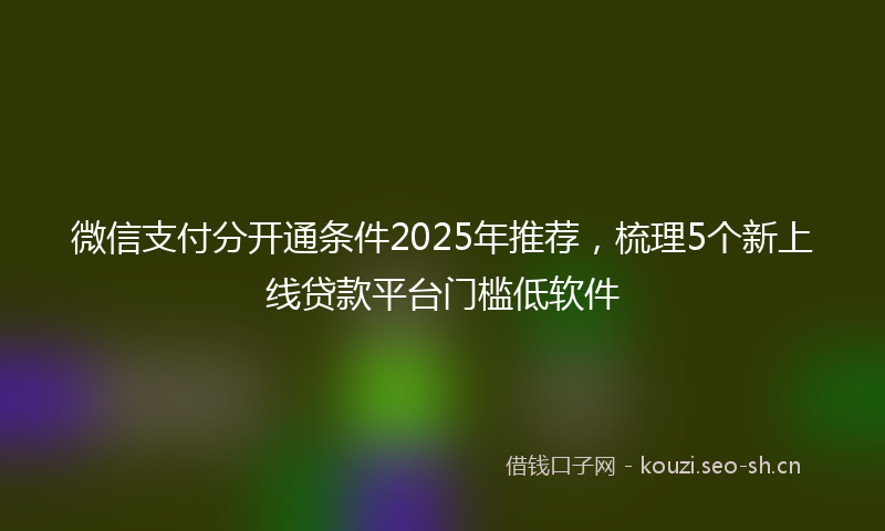 微信支付分开通条件2025年推荐，梳理5个新上线贷款平台门槛低软件