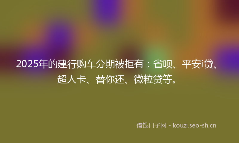 2025年的建行购车分期被拒有：省呗、平安i贷、超人卡、替你还、微粒贷等。