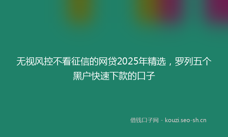 无视风控不看征信的网贷2025年精选，罗列五个黑户快速下款的口子