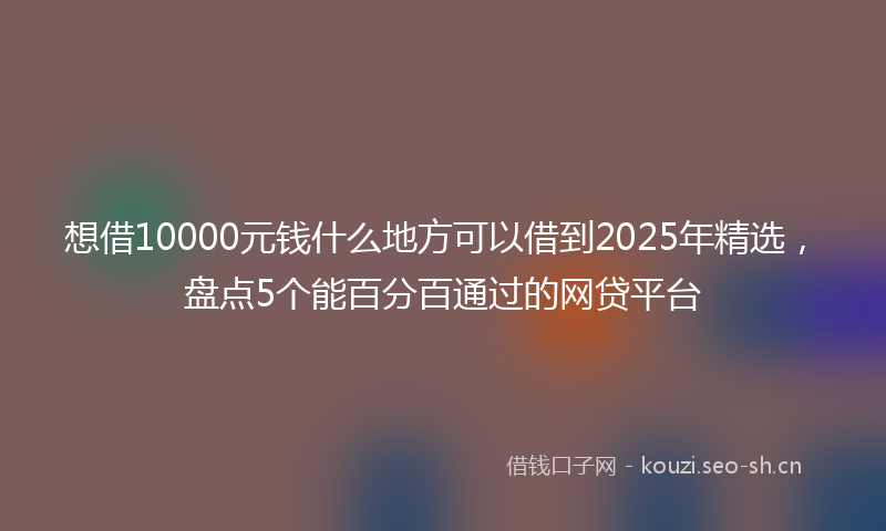 想借10000元钱什么地方可以借到2025年精选，盘点5个能百分百通过的网贷平台
