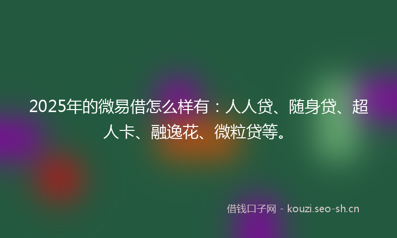 2025年的微易借怎么样有：人人贷、随身贷、超人卡、融逸花、微粒贷等。