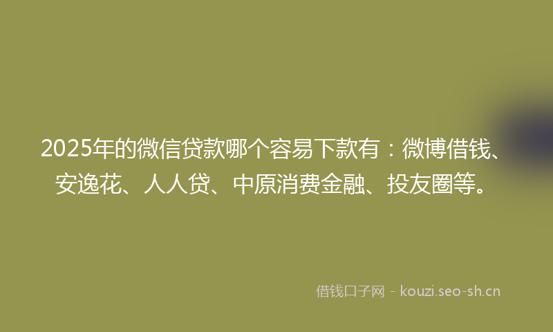 2025年的微信贷款哪个容易下款有：微博借钱、安逸花、人人贷、中原消费金融、投友圈等。