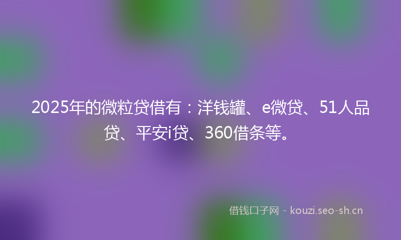 2025年的微粒贷借有：洋钱罐、e微贷、51人品贷、平安i贷、360借条等。