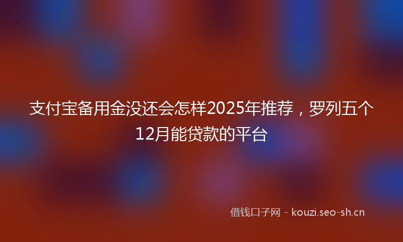 支付宝备用金没还会怎样2025年推荐，罗列五个12月能贷款的平台