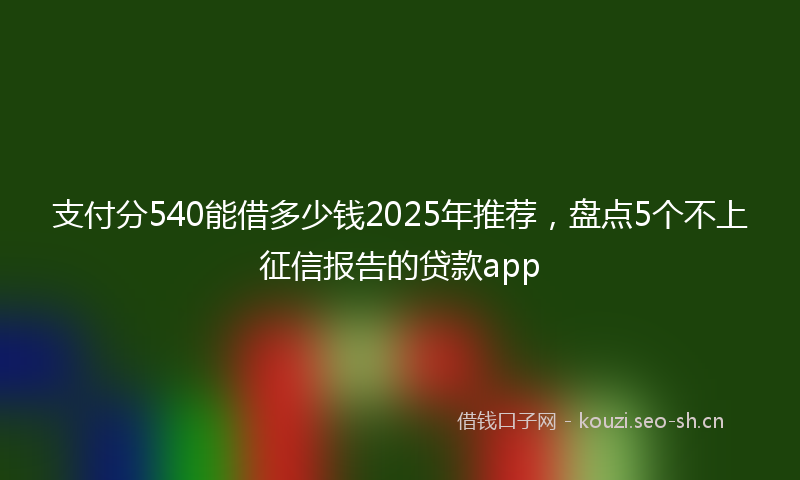 支付分540能借多少钱2025年推荐，盘点5个不上征信报告的贷款app