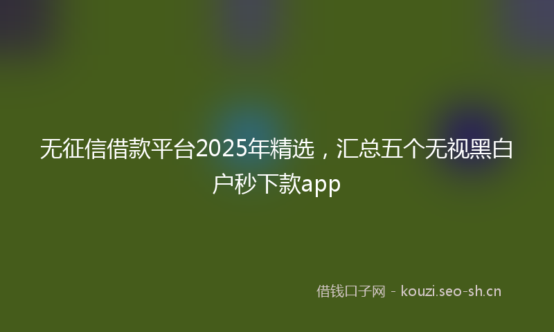 无征信借款平台2025年精选，汇总五个无视黑白户秒下款app