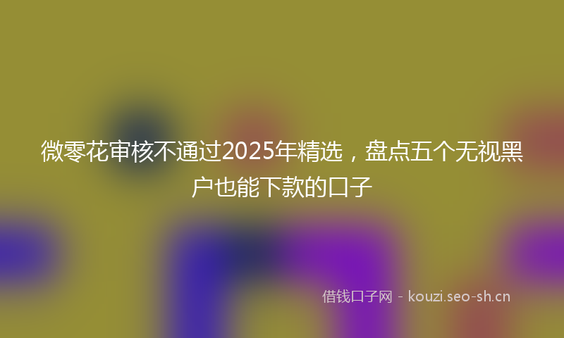 微零花审核不通过2025年精选，盘点五个无视黑户也能下款的口子