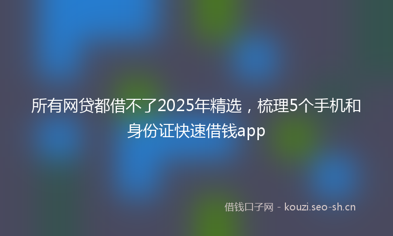 所有网贷都借不了2025年精选，梳理5个手机和身份证快速借钱app