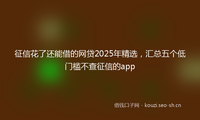 征信花了还能借的网贷2025年精选，汇总五个低门槛不查征信的app