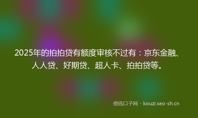 2025年的拍拍贷有额度审核不过有：京东金融、人人贷、好期贷、超人卡、拍拍贷等。