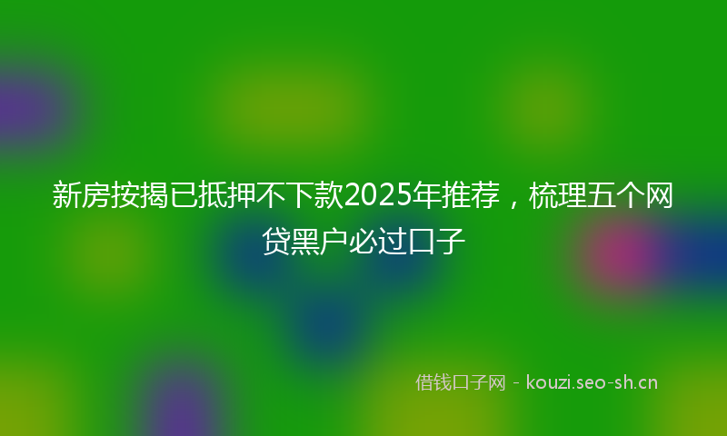 新房按揭已抵押不下款2025年推荐，梳理五个网贷黑户必过口子