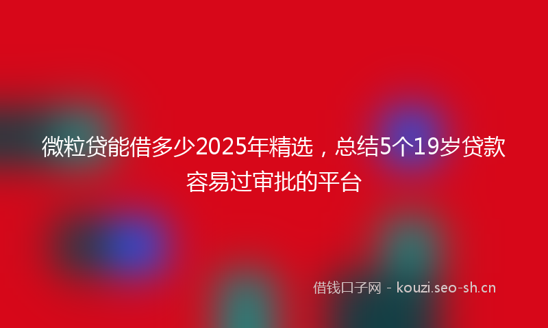 微粒贷能借多少2025年精选，总结5个19岁贷款容易过审批的平台