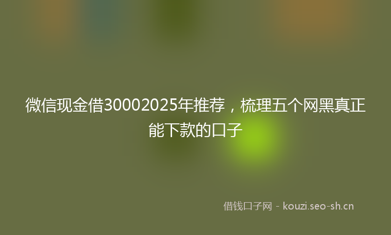 微信现金借30002025年推荐，梳理五个网黑真正能下款的口子