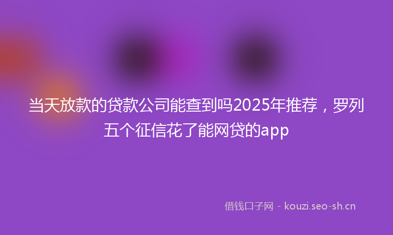 当天放款的贷款公司能查到吗2025年推荐，罗列五个征信花了能网贷的app
