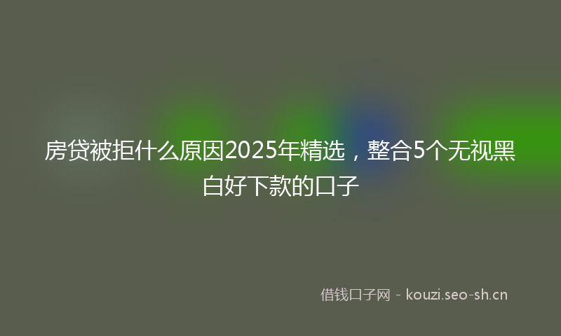 房贷被拒什么原因2025年精选，整合5个无视黑白好下款的口子