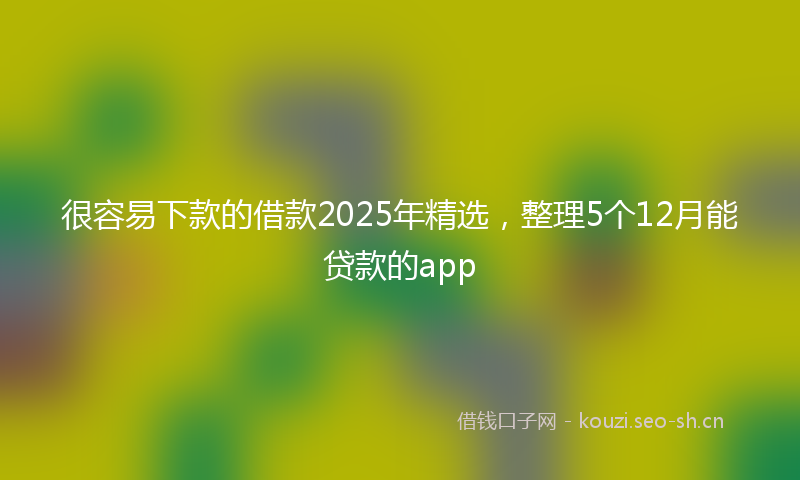 很容易下款的借款2025年精选，整理5个12月能贷款的app