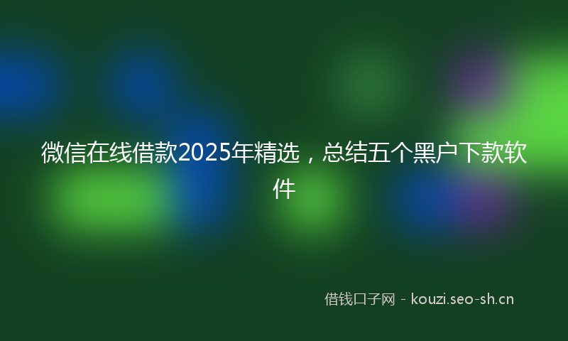 微信在线借款2025年精选，总结五个黑户下款软件