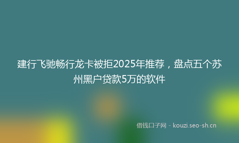 建行飞驰畅行龙卡被拒2025年推荐，盘点五个苏州黑户贷款5万的软件