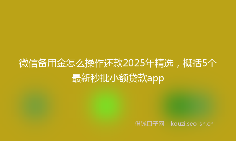 微信备用金怎么操作还款2025年精选，概括5个最新秒批小额贷款app