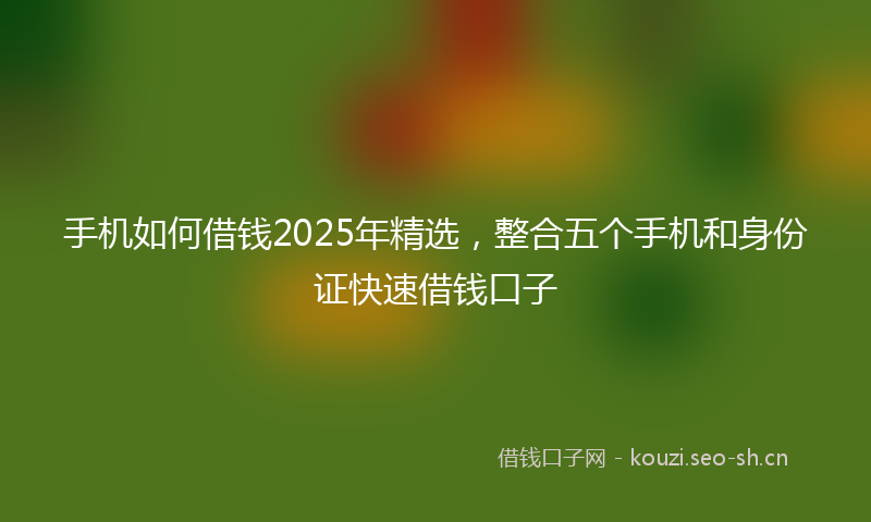 手机如何借钱2025年精选，整合五个手机和身份证快速借钱口子