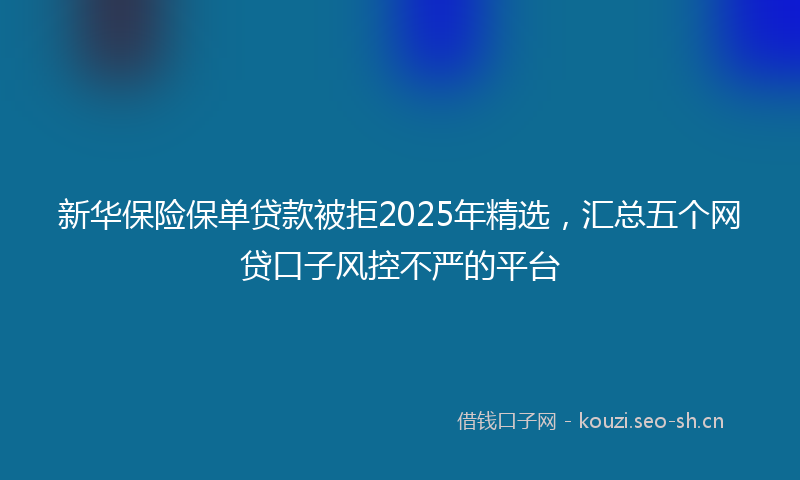 新华保险保单贷款被拒2025年精选，汇总五个网贷口子风控不严的平台