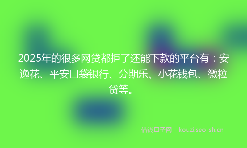 2025年的很多网贷都拒了还能下款的平台有：安逸花、平安口袋银行、分期乐、小花钱包、微粒贷等。
