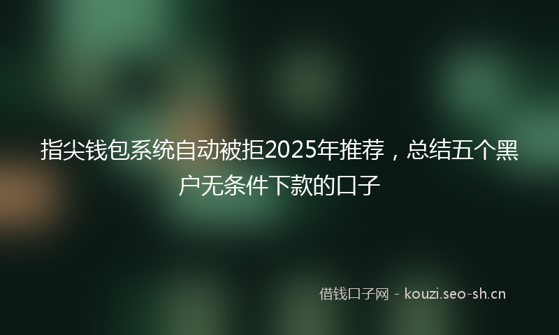 指尖钱包系统自动被拒2025年推荐，总结五个黑户无条件下款的口子