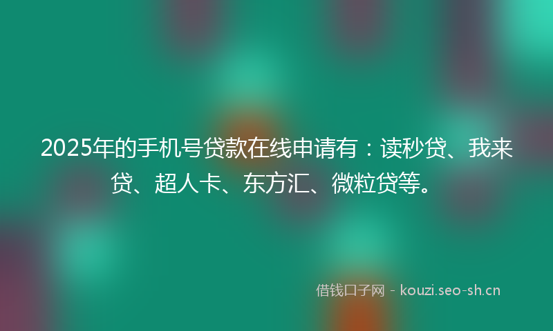 2025年的手机号贷款在线申请有：读秒贷、我来贷、超人卡、东方汇、微粒贷等。