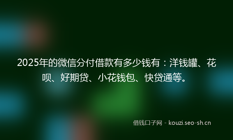 2025年的微信分付借款有多少钱有：洋钱罐、花呗、好期贷、小花钱包、快贷通等。