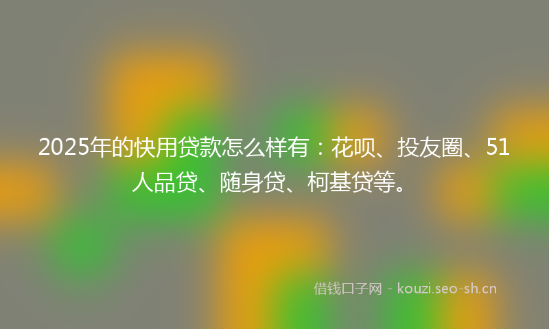 2025年的快用贷款怎么样有：花呗、投友圈、51人品贷、随身贷、柯基贷等。