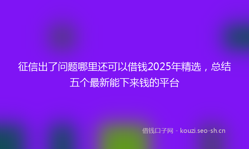 征信出了问题哪里还可以借钱2025年精选，总结五个最新能下来钱的平台