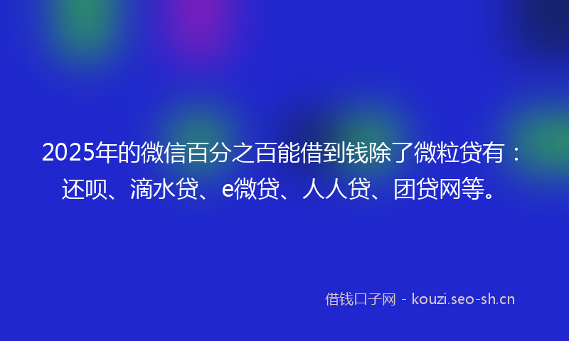 2025年的微信百分之百能借到钱除了微粒贷有：还呗、滴水贷、e微贷、人人贷、团贷网等。