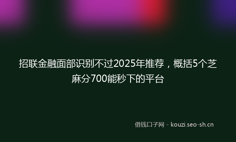 招联金融面部识别不过2025年推荐，概括5个芝麻分700能秒下的平台