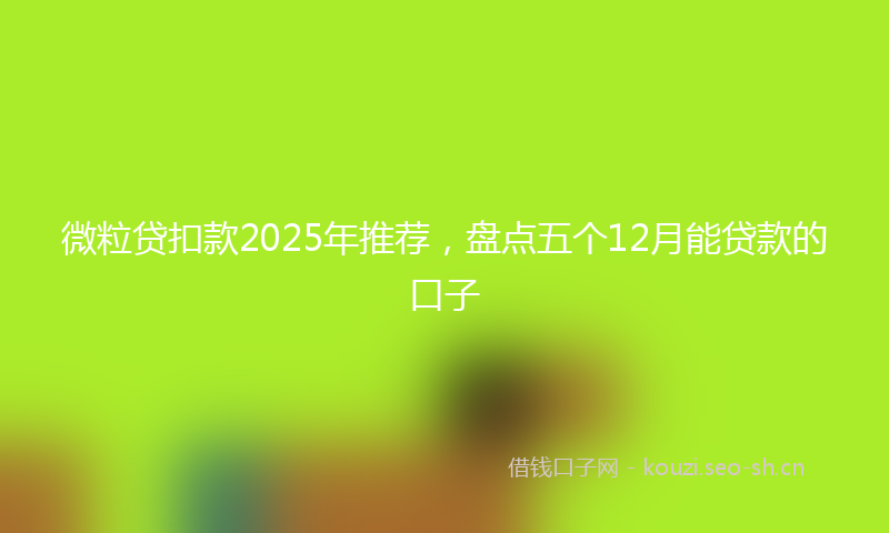 微粒贷扣款2025年推荐，盘点五个12月能贷款的口子
