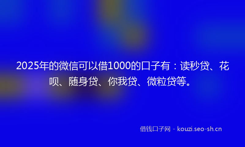 2025年的微信可以借1000的口子有：读秒贷、花呗、随身贷、你我贷、微粒贷等。