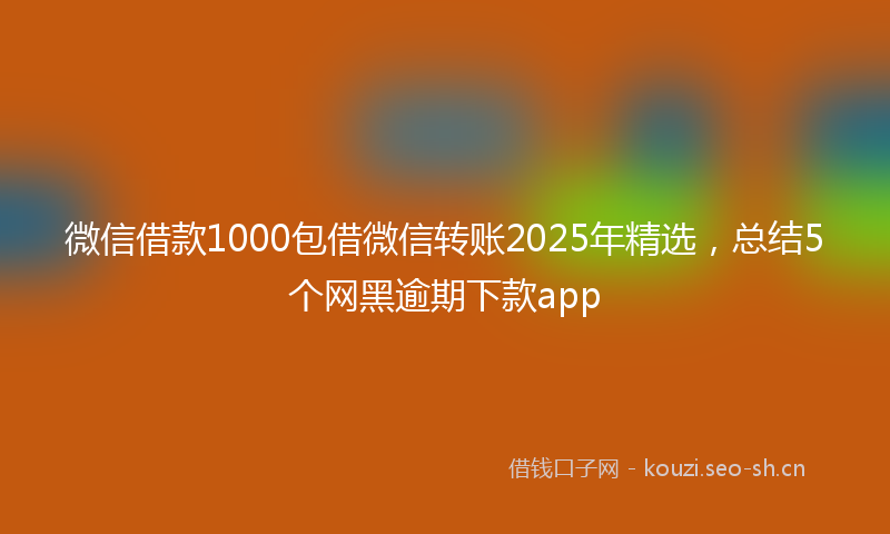 微信借款1000包借微信转账2025年精选，总结5个网黑逾期下款app