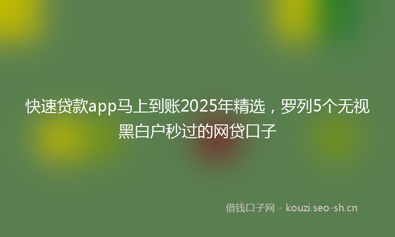 快速贷款app马上到账2025年精选，罗列5个无视黑白户秒过的网贷口子