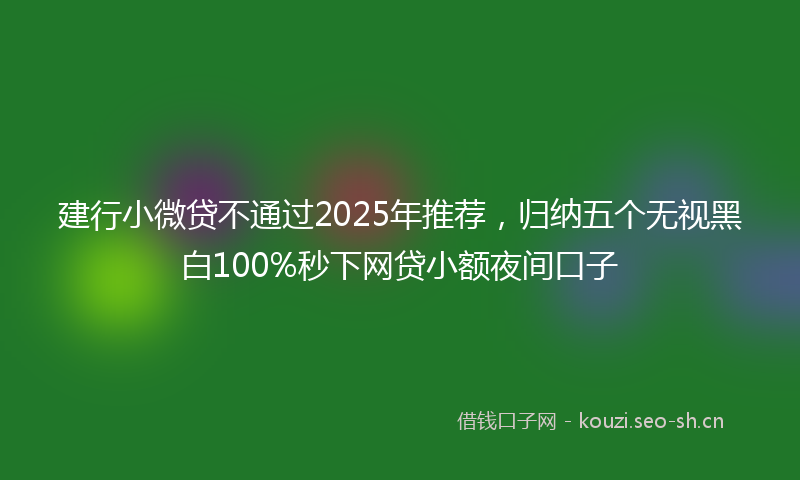 建行小微贷不通过2025年推荐，归纳五个无视黑白100%秒下网贷小额夜间口子