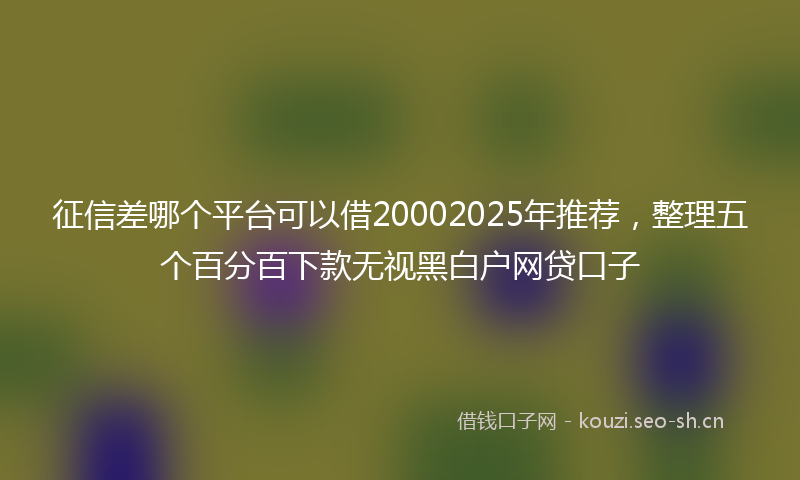 征信差哪个平台可以借20002025年推荐，整理五个百分百下款无视黑白户网贷口子